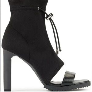 DKNY Black Open Toe High Heel Stretch Sock Style Bootie Size 9.5